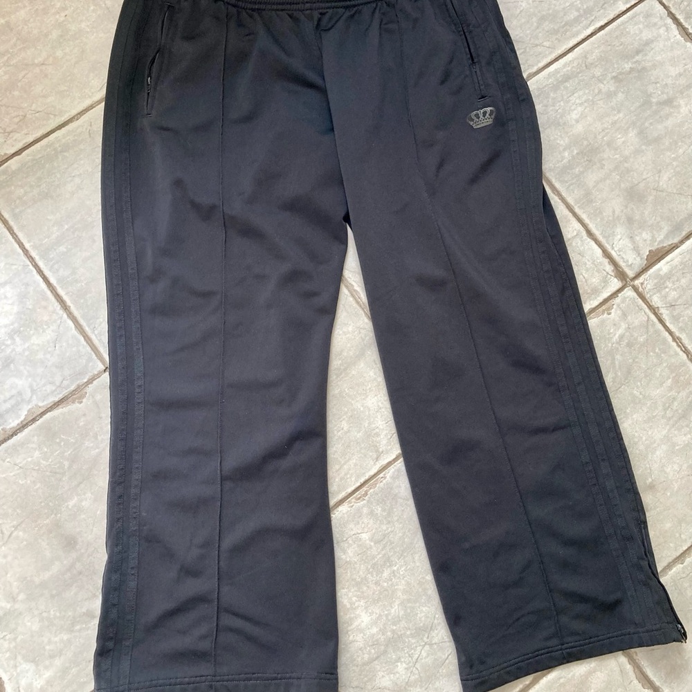 Adidas wide leg black/black track pants XL